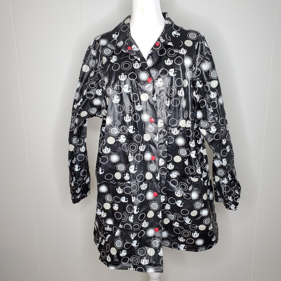 Disney Mickey Snap Front PVC Vinyl Raincoat  Size XXL Rain Jacket Slicker Black. - Picture 11 of 12